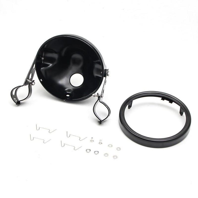SKTYANTS Motorcycle Universal 7" Headlight Housing Shell Lamp Bracket Bottom Mount Bucket Fits Compatible with Honda CB400 Hornet Suzuki Kawasaki Yamaha Cafe Racer - Image 4